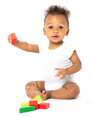 Baby with wooden toys 1