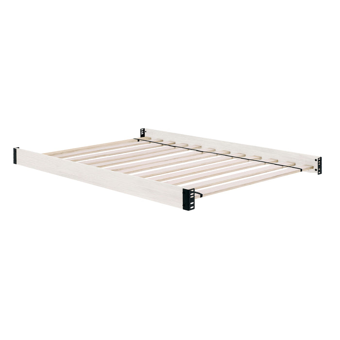 Wooden bed frame with metal slats on a white background 1-Full Size Wood Bed Rails (330750)