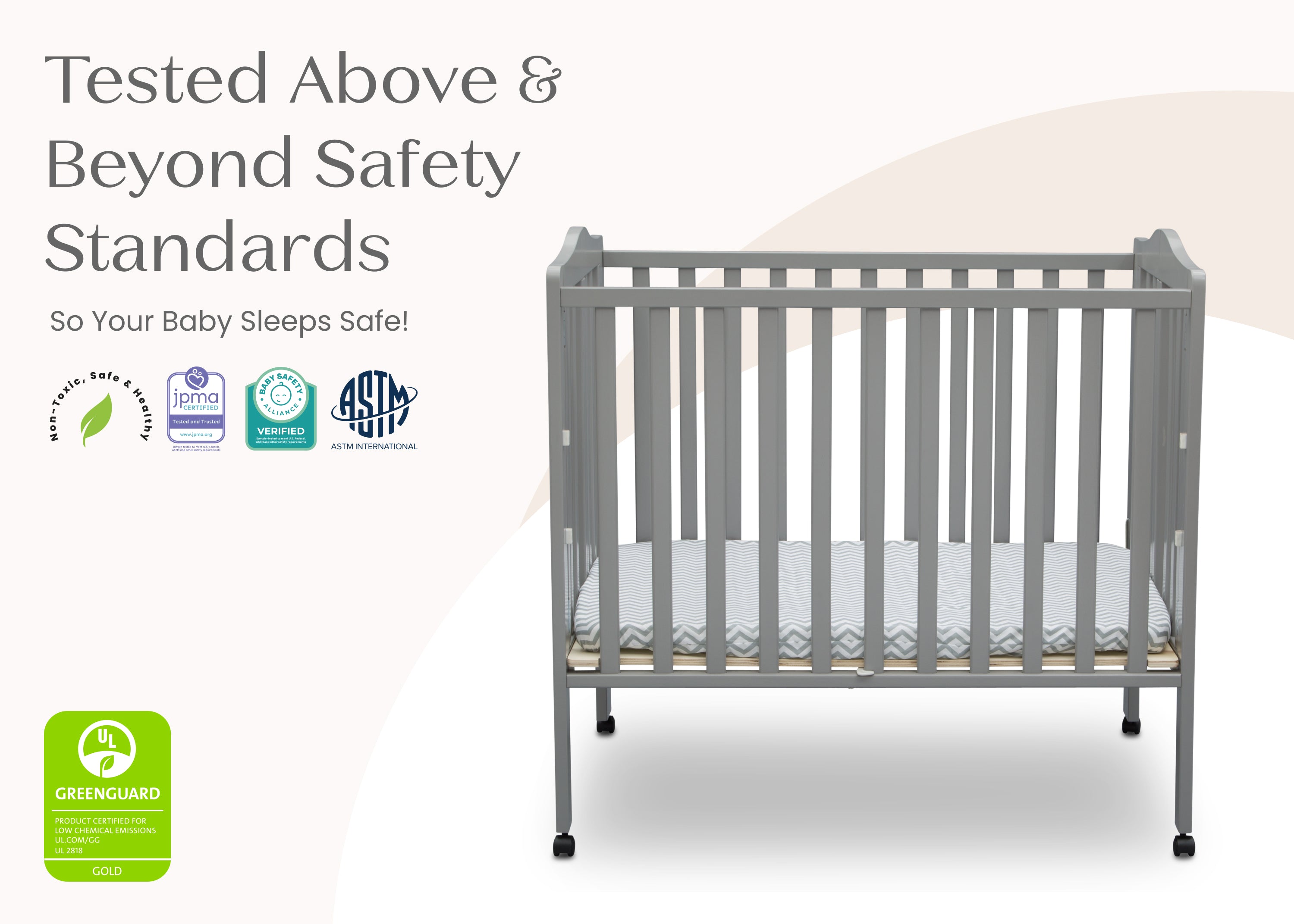 Folding Portable Mini Baby Crib with 1.5-inch Mattress | Delta