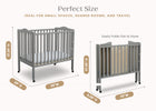 Grey (026) 7-Folding Portable Mini Baby Crib with 1.5-inch Mattress