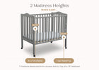 Grey (026) 5-Folding Portable Mini Baby Crib with 1.5-inch Mattress