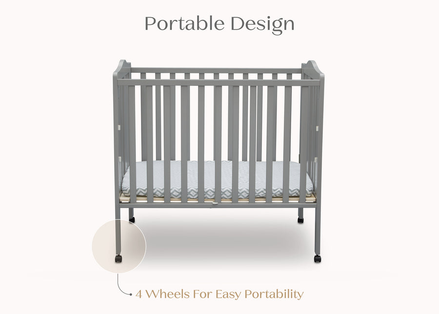 Grey (026) 3-Folding Portable Mini Baby Crib with 1.5-inch Mattress