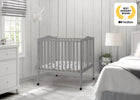 Grey (026) 2-Folding Portable Mini Baby Crib with 1.5-inch Mattress