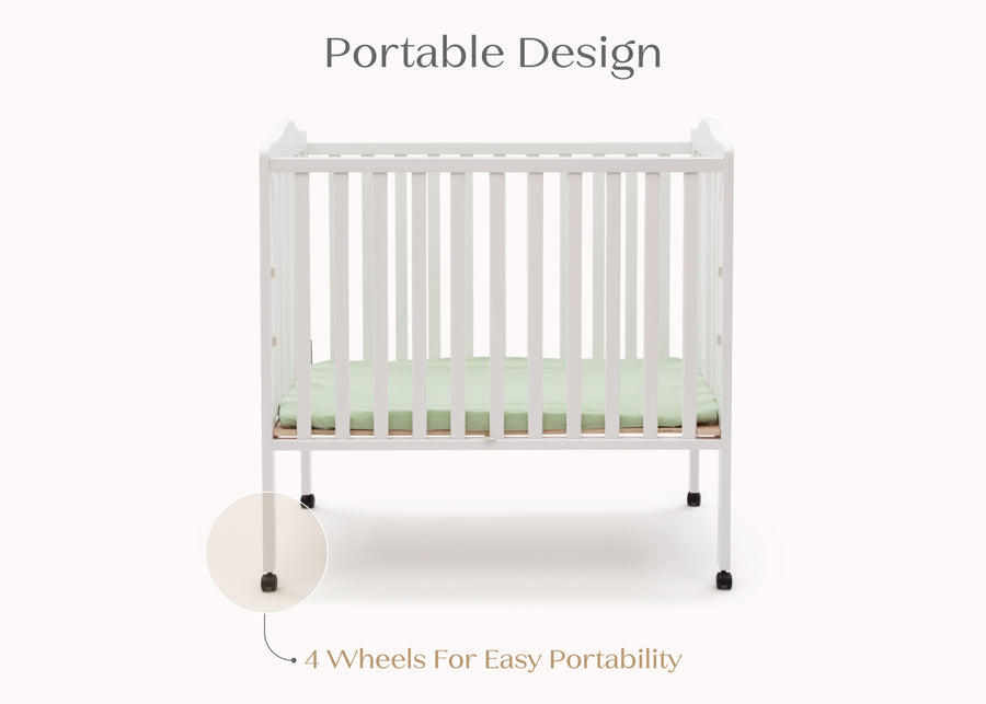 White (100) 17-Folding Portable Mini Baby Crib with 1.5-inch Mattress
