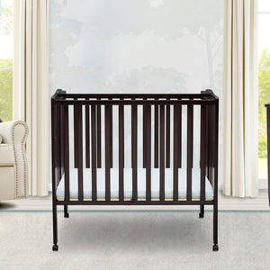 Dark Chocolate (207) 21-Folding Portable Mini Baby Crib with 1.5-inch Mattress
