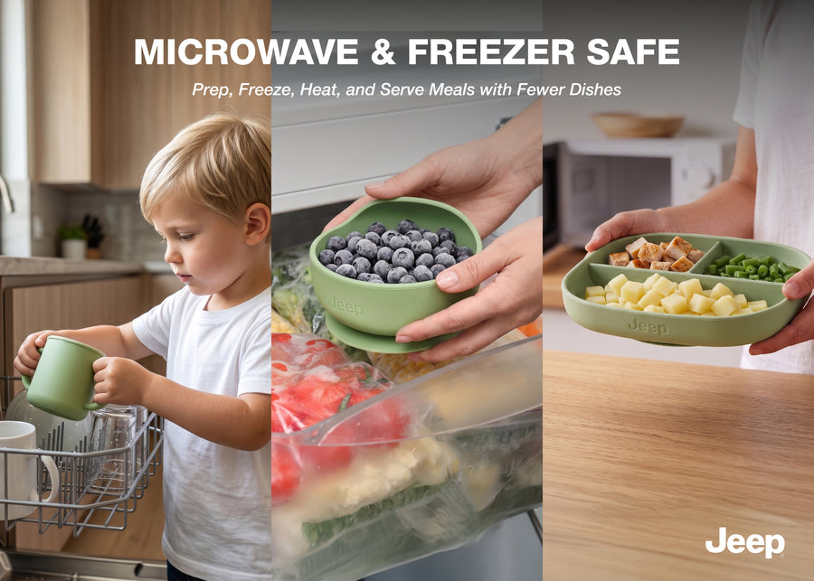 Light Green (2483) 6-100% Silicone 10-Piece Baby Feeding Set