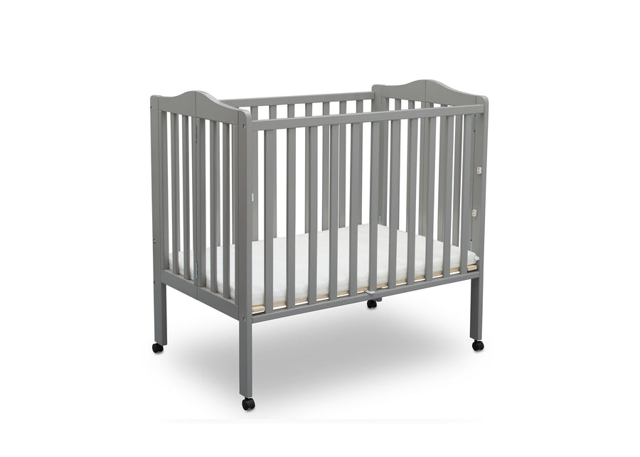 Grey (026) 11-Folding Portable Mini Baby Crib with 1.5-inch Mattress