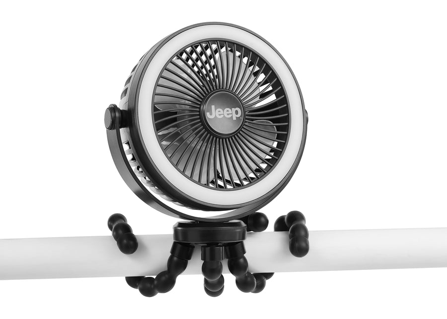 Black (001) 5-Portable LED Stroller Fan with Light & Flexible Legs