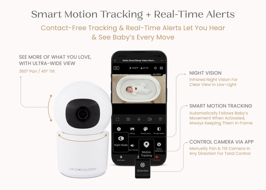 White (100) 7-Smart Sleep Baby Monitor with Floor Stand