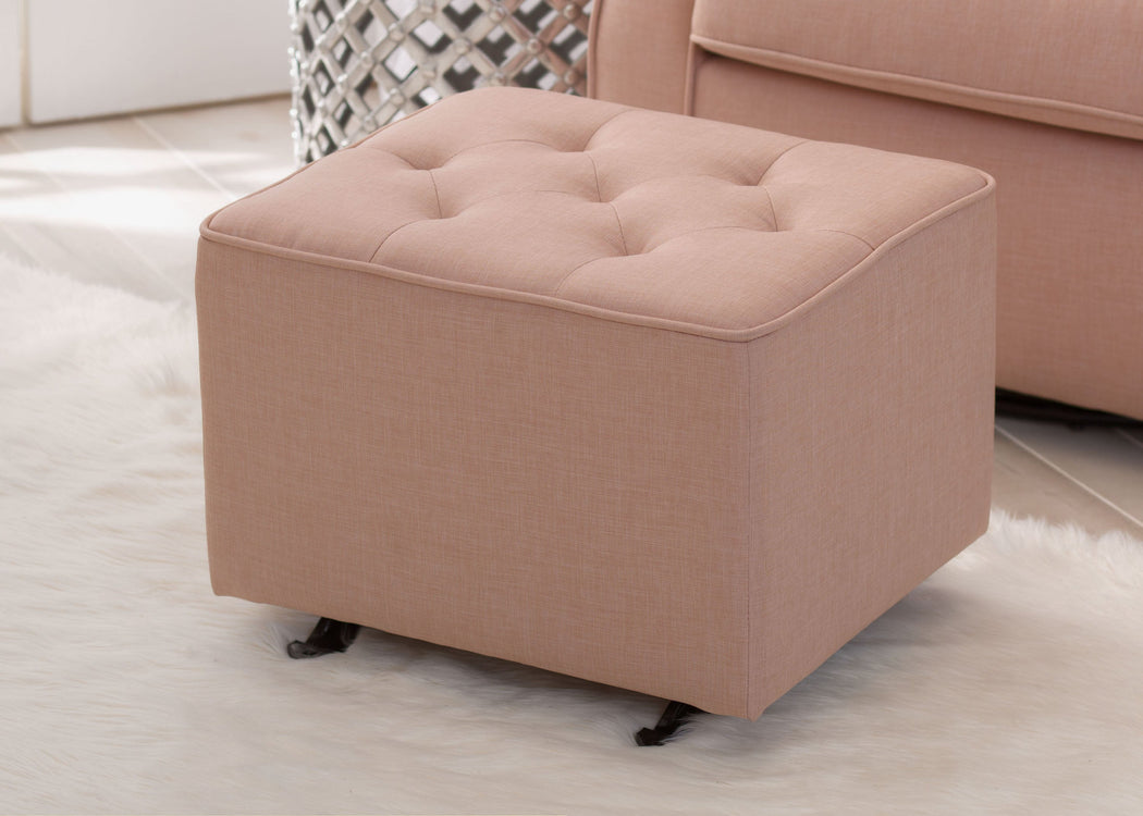 Delta Children Blush (636) Emma Diamond Tufted Nursery Gliding Ottoman, hangtag, a1a