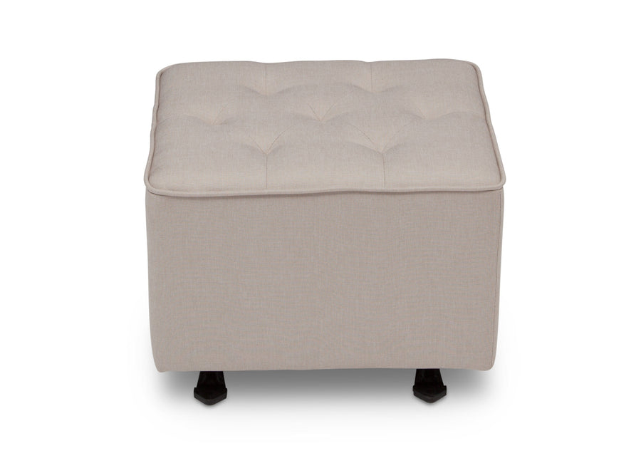 Delta Children Flax (710) Emma Diamond Tufted Nursery Gliding Ottoman, front view, b3b 6-Emma Diamond Tufted Nursery Gliding Ottoman