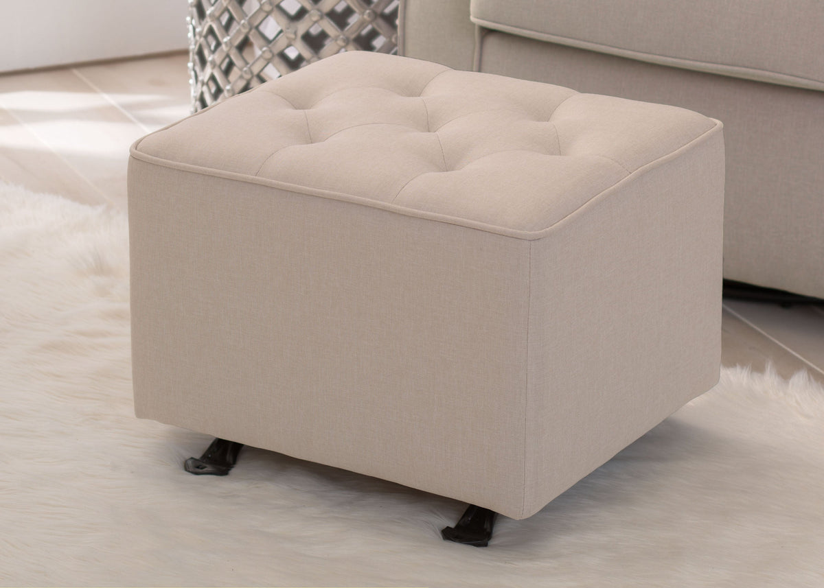 Delta Children Flax (710) Emma Diamond Tufted Nursery Gliding Ottoman, hangtag, b1b