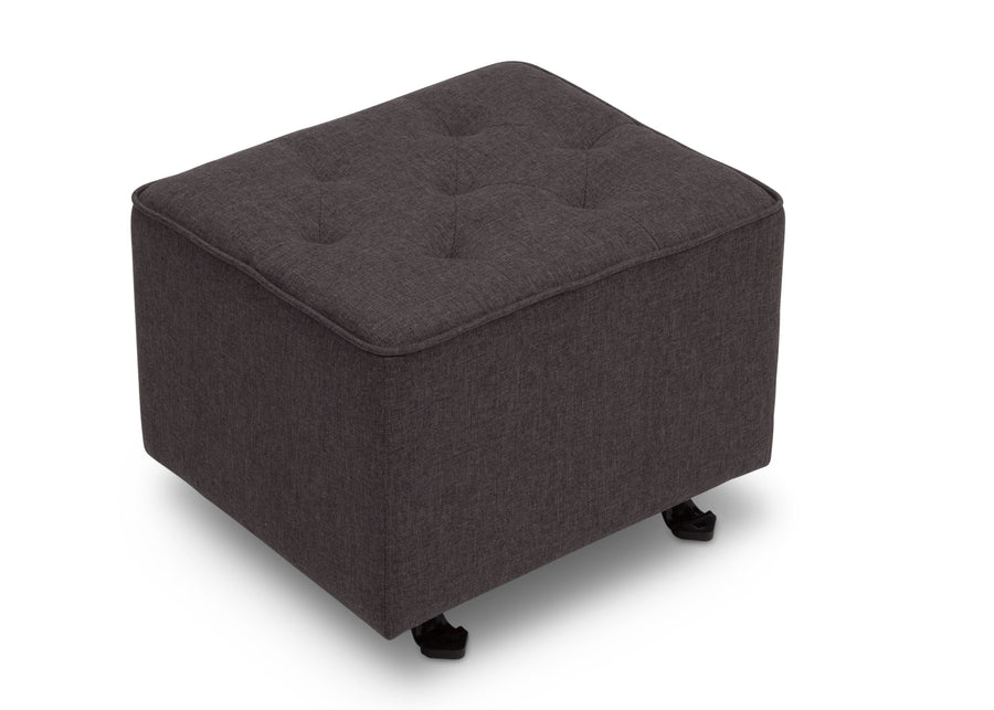 Delta Children Charcoal Grey (931) Emma Diamond Tufted Nursery Gliding Ottoman, side view, c2c 8-Emma Diamond Tufted Nursery Gliding Ottoman