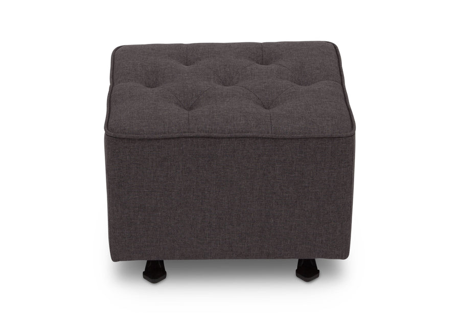 Delta Children Charcoal Grey (931) Emma Diamond Tufted Nursery Gliding Ottoman, front view, c3c 9-Emma Diamond Tufted Nursery Gliding Ottoman