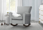 Gray rocking chair in a room with a dresser and window 21-Lancaster Rocking Chair featuring LiveSmart Fabric by Culp
