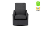 Gray nursery chair with green and gold certification badges on a white background 14-Kenwood Nursery Glider Swivel Rocker Chair