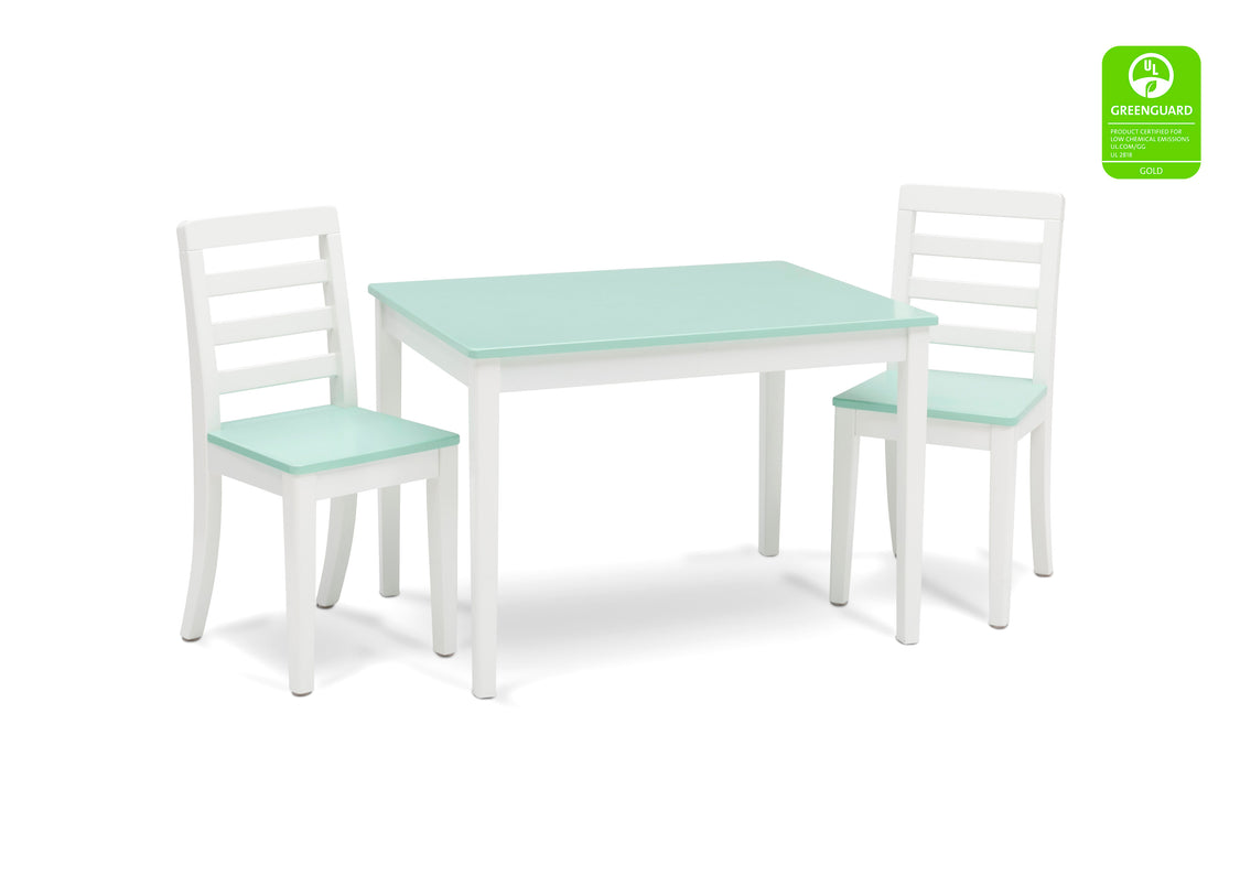 Delta Children Gateway Table & 2 Chairs Set, White & Aqua,