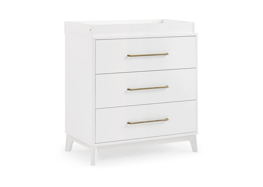 Bianca White (130) 3-Spencer 3 Drawer Dresser with Changing Top and Interlocking Drawers