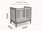 Grey (026) 8-Classic Mini Crib with 2.75-inch Mattress - Convertible to Twin Bed