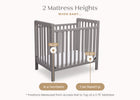 Grey (026) 5-Classic Mini Crib with 2.75-inch Mattress - Convertible to Twin Bed