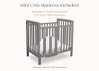 Grey (026) 7-Classic Mini Crib with 2.75-inch Mattress - Convertible to Twin Bed