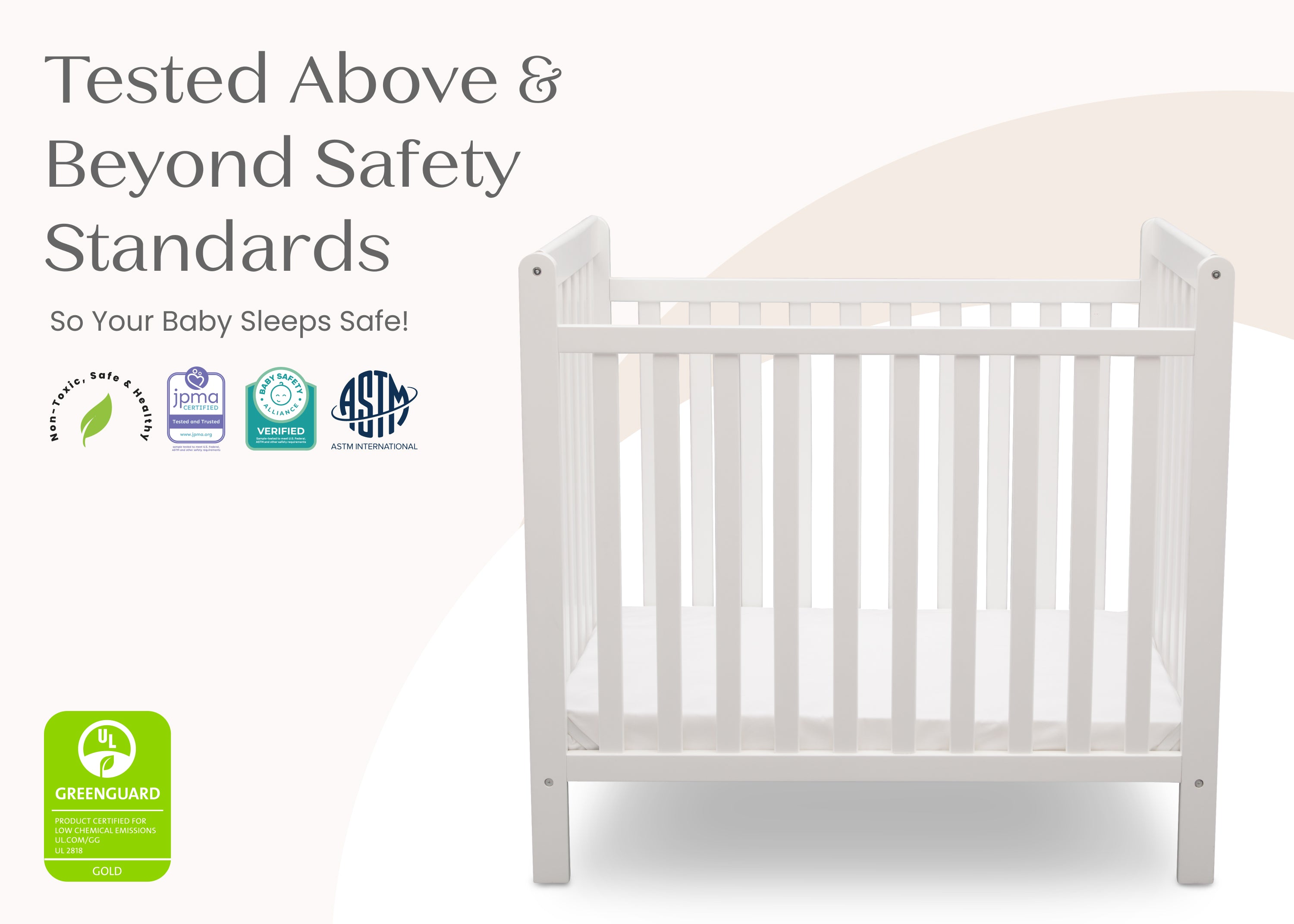 Classic Mini Crib with 2.75-inch Mattress - Convertible | Delta