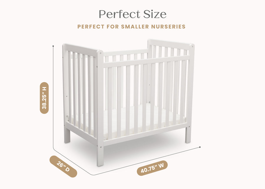 Bianca White (130) 24-Classic Mini Crib with 2.75-inch Mattress - Convertible to Twin Bed