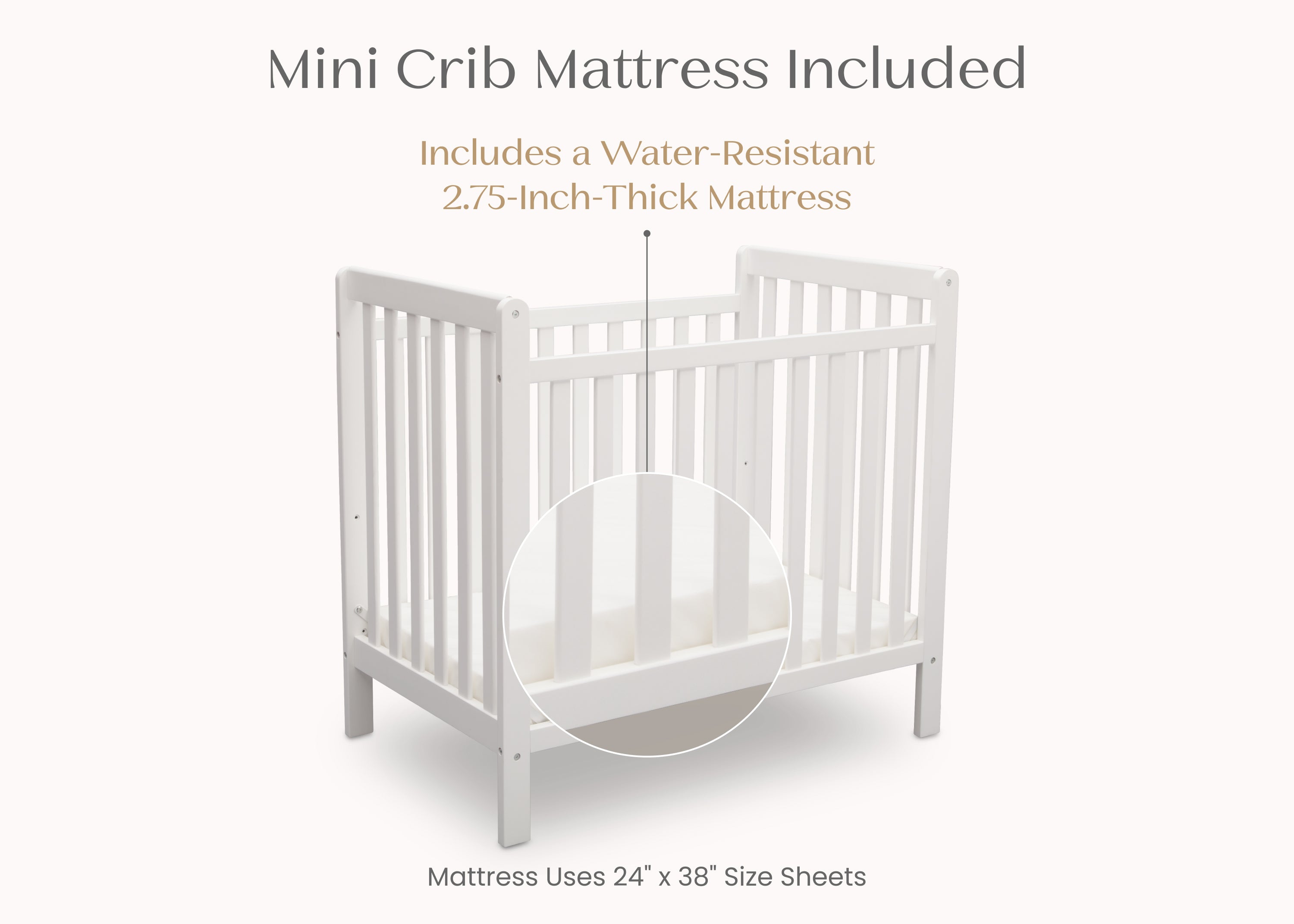 Classic Mini Crib with 2.75-inch Mattress - Convertible | Delta Classic Mini Crib with 2.75-inch Mattress - Convertible | Delta