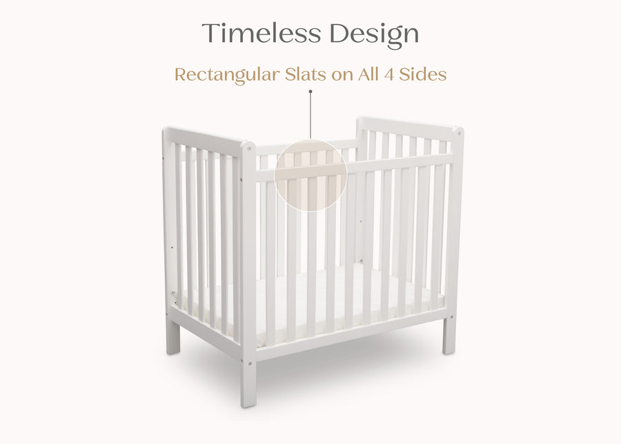 Bianca White (130) 22-Classic Mini Crib with 2.75-inch Mattress - Convertible to Twin Bed