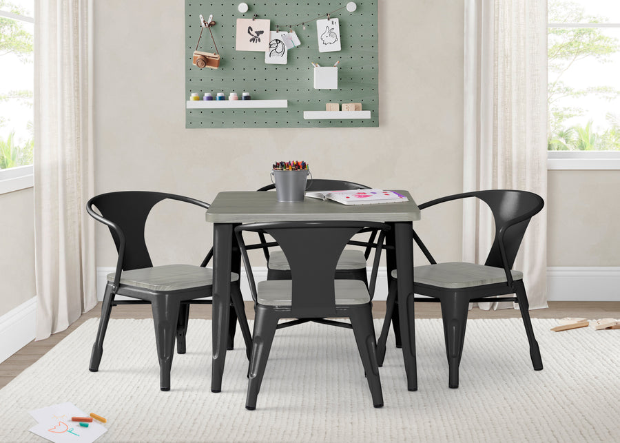 Black with Grey Barnboard (1438) 11-Bistro Table and 4 Chair Set