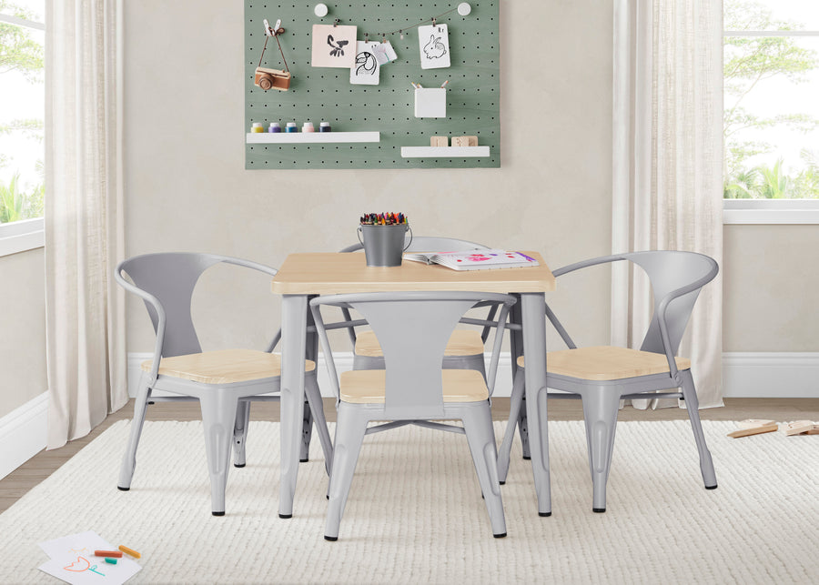 Grey with Natural (1439) 16-Bistro Table and 4 Chair Set