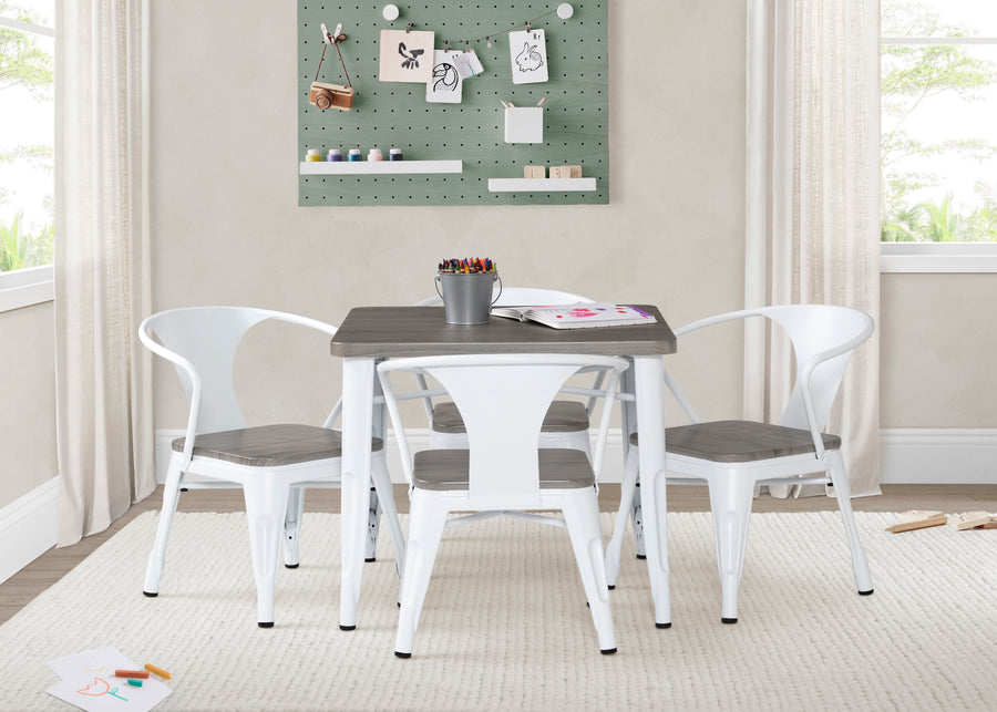 White with Grey Barnboard (153) 1-Bistro Table and 4 Chair Set