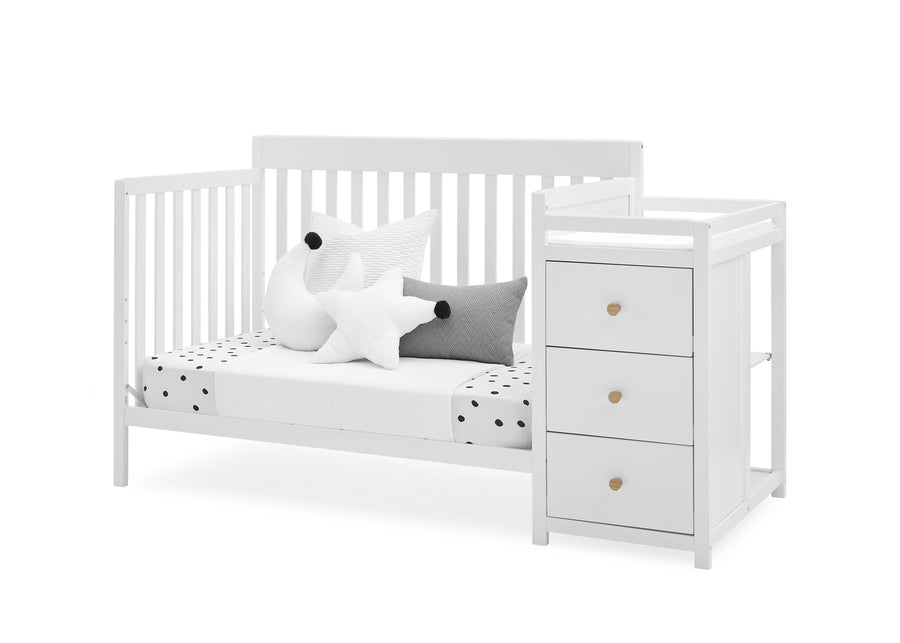 Bianca White with Natural (123) 5-Flynn 5-in-1 Convertible Crib and Changer