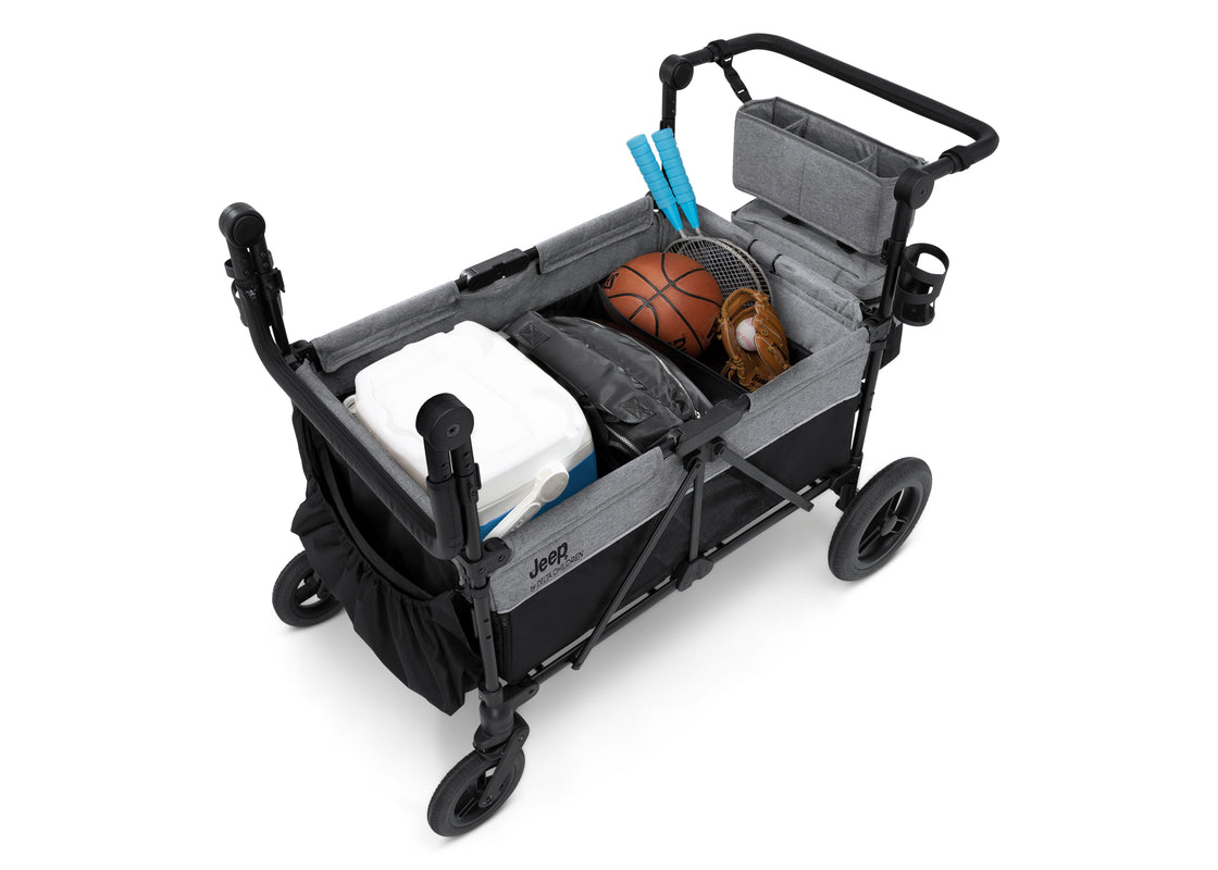 double stroller jeep wrangler Jeep Wrangler Deluxe 4-Seater Stroller Wagon by Delta Children