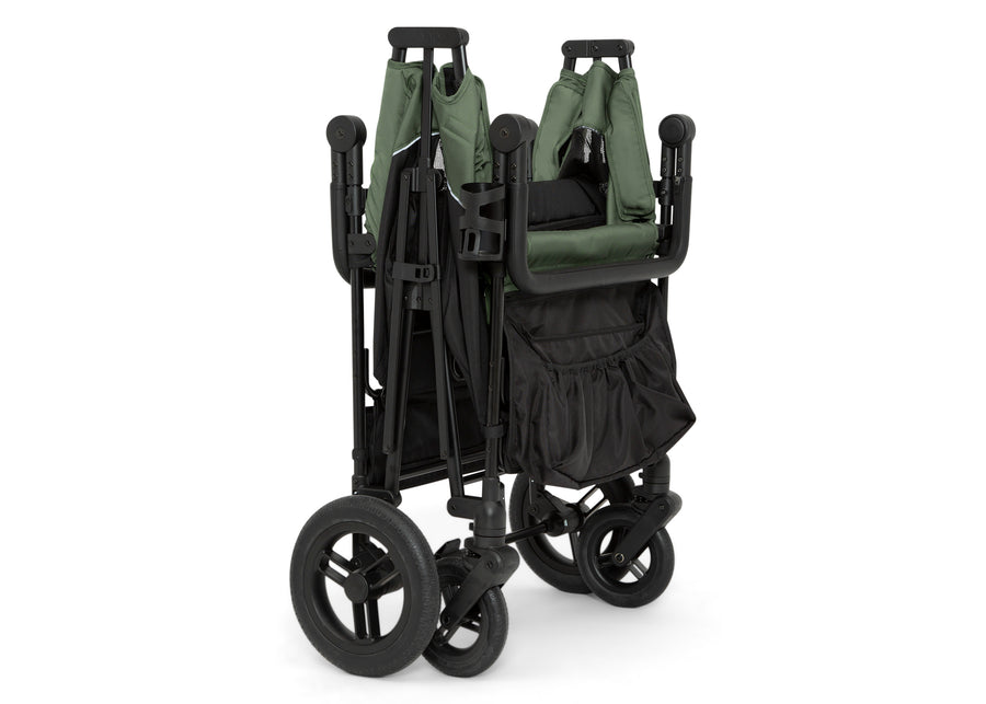 Black and Green (2378) 12-Jeep Wrangler Deluxe 4 Seater Stroller Wagon with Cooler Bag
