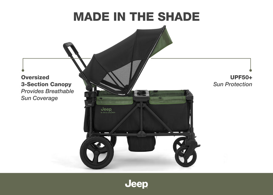 Black/Green (2378) 9-Jeep Evolve JXP All-Terrain 2-Seater Stroller Wagon