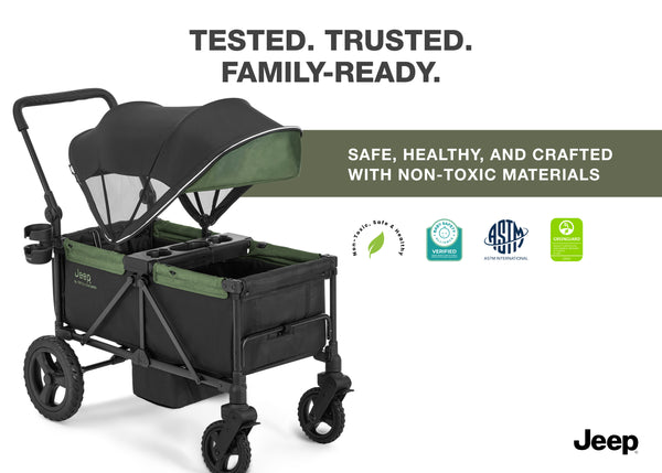 non toxic stroller wagon Jeep Evolve JXP All-Terrain 2-Seater Stroller Wagon