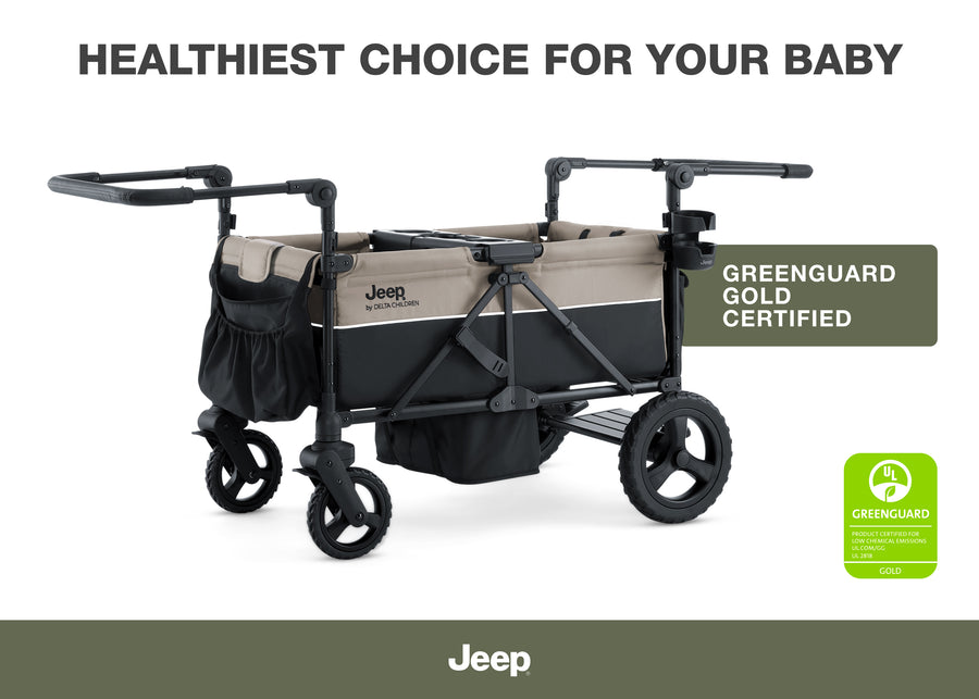 Black and Tan (2473) 3-Jeep Wrangler Mojave All-Terrain 2-Seater+ Stroller Wagon with Built-In Standing Board