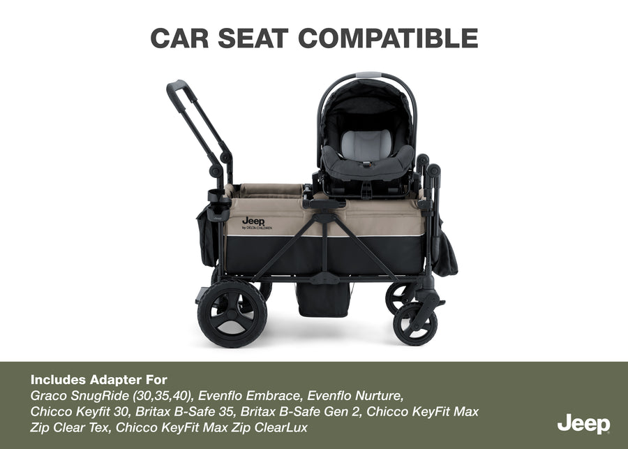 Black and Tan (2473) 8-Jeep Wrangler Mojave All-Terrain 2-Seater+ Stroller Wagon with Built-In Standing Board