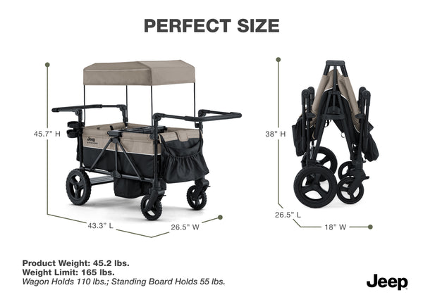 jeep wagoneer double stroller price Jeep Wrangler Mojave All-Terrain 2-Seater+ Stroller Wagon with Built-In Standing Board