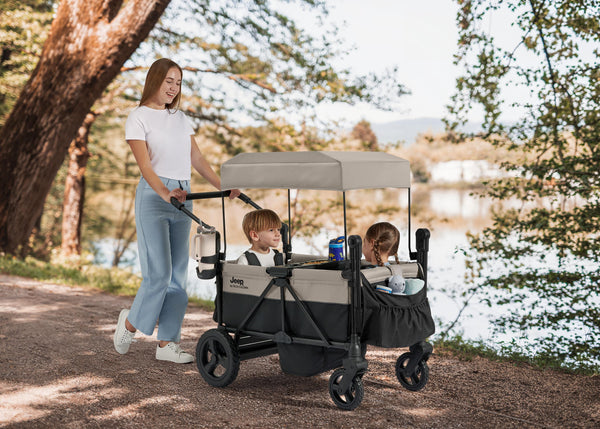 jeep all terrain umbrella stroller Jeep Wrangler Mojave All-Terrain 2-Seater+ Stroller Wagon with Built-In Standing Board
