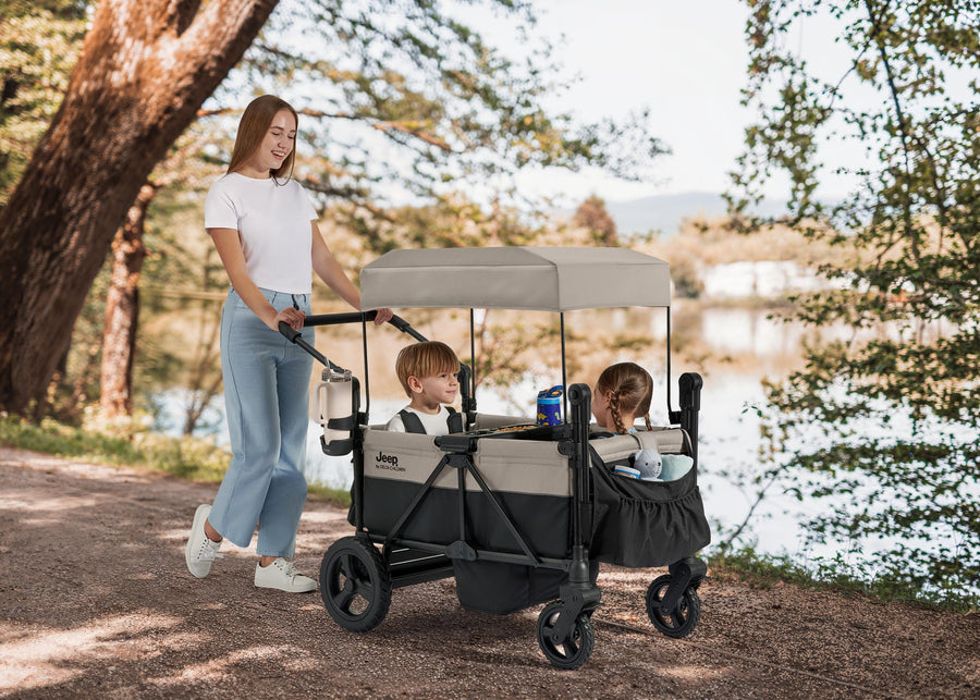 Black and Tan (2473) 1-Jeep Wrangler Mojave All-Terrain 2-Seater+ Stroller Wagon with Built-In Standing Board