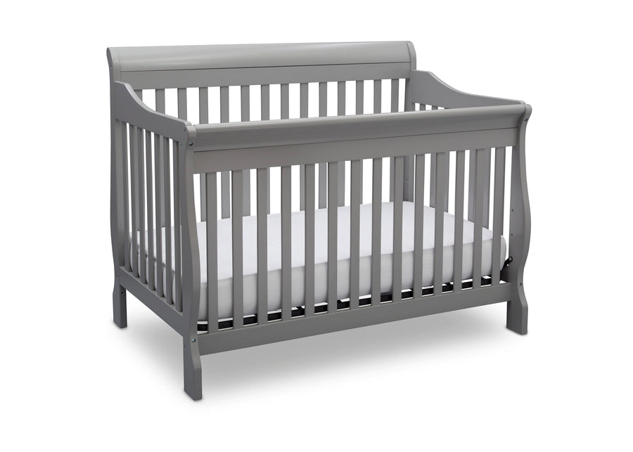 Gray crib with white mattress on a white background 41-Canton 4-in-1 Crib