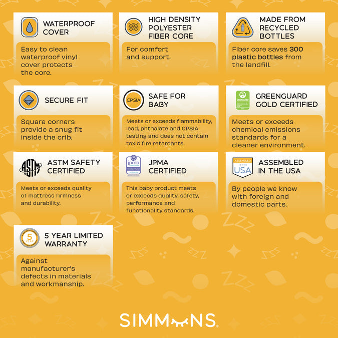 No Color (NO) 5-Simmons Kids® Quiet Nights Dual Sided Crib and Toddler Mattress