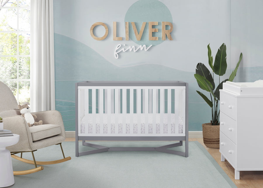 White with Grey (027) 1-Tribeca 4-in-1 Convertible Crib