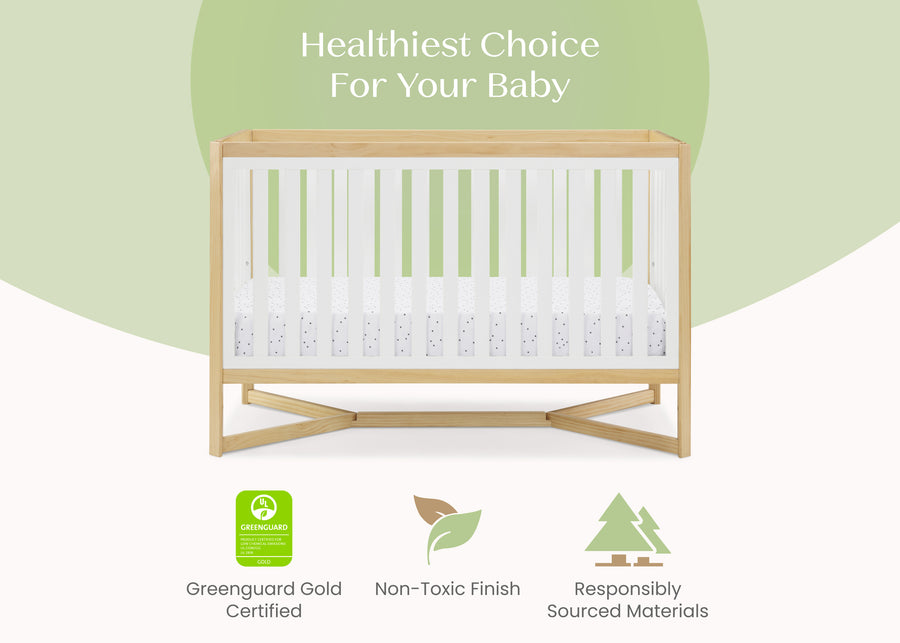 Bianca White with Natural (123) 38-Tribeca 4-in-1 Convertible Crib
