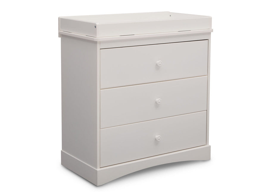 White (100) 9-Sutton 3 Drawer Dresser with Changing Top