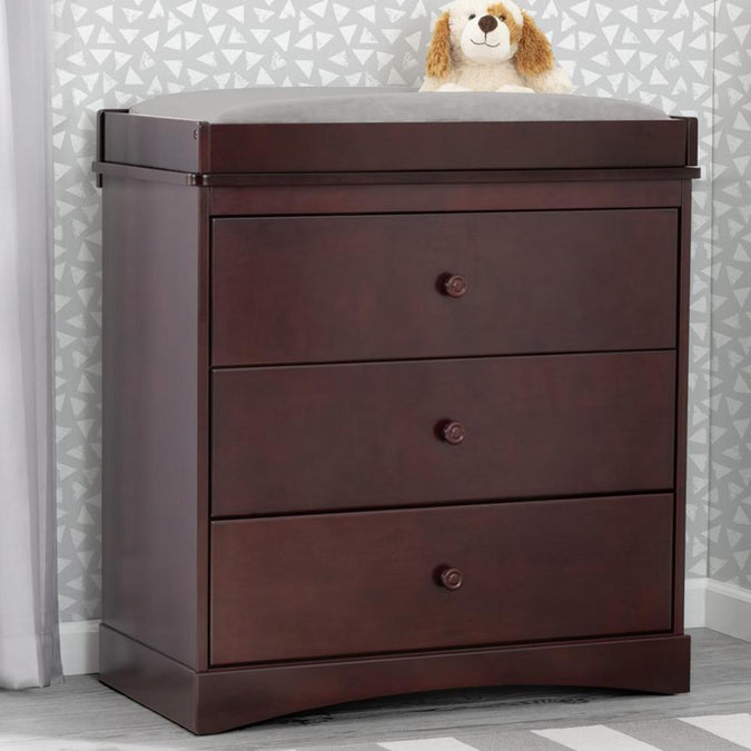 Espresso Java (645) 16-Sutton 3 Drawer Dresser with Changing Top