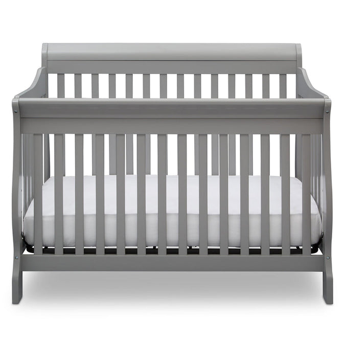 Gray crib with a white mattress on a white background 23-Canton 4-in-1 Crib