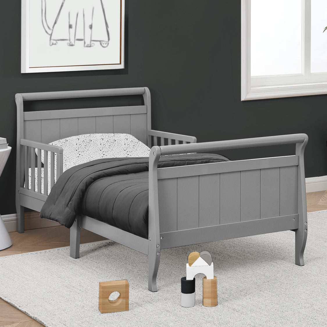 Wood Sleigh Toddler Bed